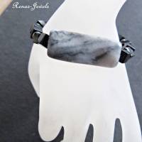 Herren Armband Edelstein Jaspis grau schwarz Männer Armband Würfel Perlen Edelsteinarmband Bild 3
