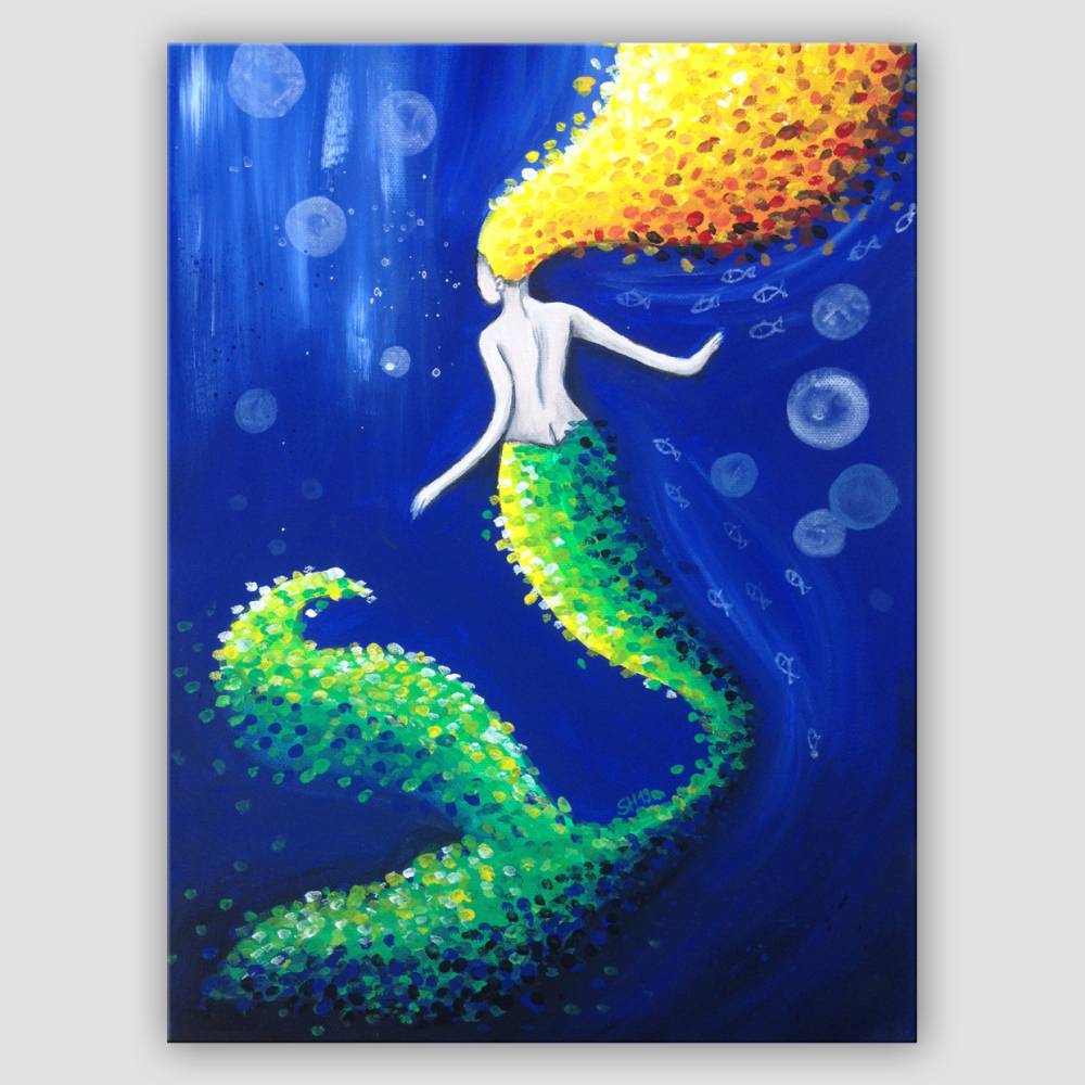 Kleine Meerjungfrau Malen nach Zahlen Kits DIY Ölgemälde Leinwand Gemälde Acryl Fisch und für Erwachsene Kunst Handwerk Zuhause Wanddeko Disney Prinzessin Ariel 