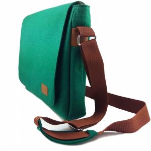 Herrentasche Messenger Bag Schultertasche Umhängetasche Handtasche aus Filz Grün dunkel Bild 2