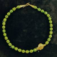UNIKAT! echte Süßwasser Perlenkette in Grün mit vergoldetem FISCH Bild 1