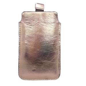 6,4" Echtleder Tasche aus Leder Hülle Einstecktasche Schutzhülle Etui für Smartphone, Goldig Bild 1