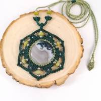 Makramee-Mandala-Halskette mit Botswana-Achat, Jade und Edelstahl Bild 3