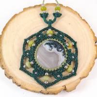 Makramee-Mandala-Halskette mit Botswana-Achat, Jade und Edelstahl Bild 4