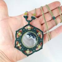 Makramee-Mandala-Halskette mit Botswana-Achat, Jade und Edelstahl Bild 5