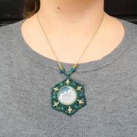 Makramee-Mandala-Halskette mit Botswana-Achat, Jade und Edelstahl Bild 7
