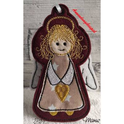 *  Schutzengel mit lockigem Haar  *  und 3D Flügel - beidseitig bestickt