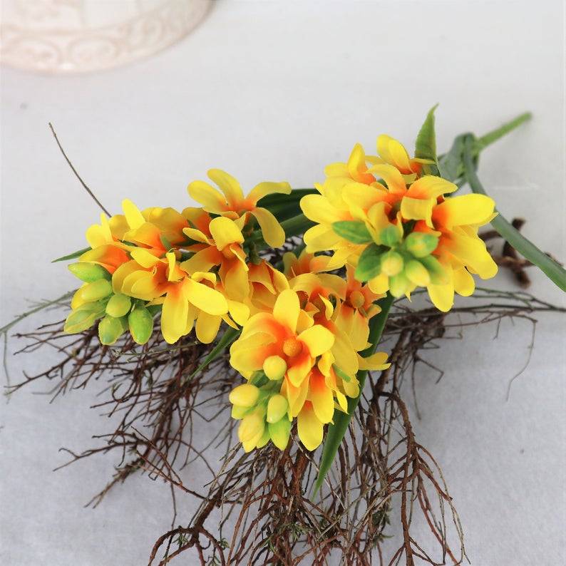 Kunstblumen 2 er Set Fenchel mit 2 Blüten Dekoration Farbe gelb Dekoblume
