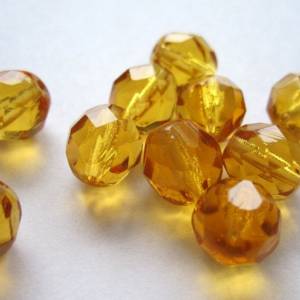 10 Medium Topaz böhmische Perlen 8mm, tschechische feuerpolierte facettierte Glasperlen DIY Glasschliff Bild 1
