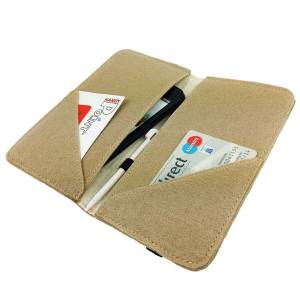 5.2 - 6.4" Bookstyle buchhülle wallet case Tasche Hülle aus Filz Filztasche für Handy Cappuccino Braun Bild 1