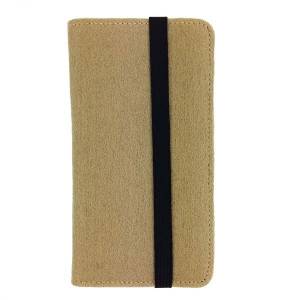 5.2 - 6.4" Bookstyle buchhülle wallet case Tasche Hülle aus Filz Filztasche für Handy Cappuccino Braun Bild 2