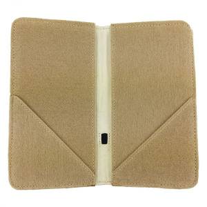 5.2 - 6.4" Bookstyle buchhülle wallet case Tasche Hülle aus Filz Filztasche für Handy Cappuccino Braun Bild 3