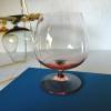 Vintage bunte Cognac Gläser, farbige Cognac Schwenker, Likörgläser, bauchige Gläser im Aluminiumständer Barzubehör, 6 farbig, 50er Jahre Bild 4