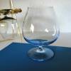 Vintage bunte Cognac Gläser, farbige Cognac Schwenker, Likörgläser, bauchige Gläser im Aluminiumständer Barzubehör, 6 farbig, 50er Jahre Bild 5