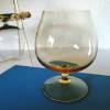 Vintage bunte Cognac Gläser, farbige Cognac Schwenker, Likörgläser, bauchige Gläser im Aluminiumständer Barzubehör, 6 farbig, 50er Jahre Bild 9