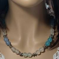 Halskette in Blautönen/Weiß Länge 54 cm Bild 2