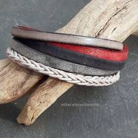 Leder-Armband Farbmix Rot/Schwarz Bild 1