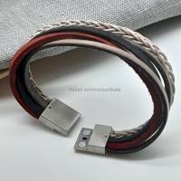 Leder-Armband Farbmix Rot/Schwarz Bild 5