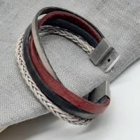 Leder-Armband Farbmix Rot/Schwarz Bild 6