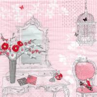 Schminktisch / Spiegel / Blumen rosa - pink - grau 5 Servietten / Motivservietten  Sonstige Motive S 301 Bild 1
