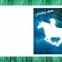 Karte "Einhorn", Grußkarte, Glückwunsch, Doppelkarte, Postkarte, Pferd,  Gesundheit, Motivdruck Bild 2