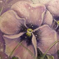 STIEFMÜTTERCHEN IM FEENSTAUB -  wunderschönes Blumenbild mit irisierendem Glitter 40cmx40cm Bild 3