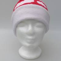 Warme Kinder-Winter-Mütze, rote Long-Beanie mit Wolken, Jersey mit Fleece gefüttert, Gr 49/50/51/52cm (1 bis 3 LJ) Bild 8