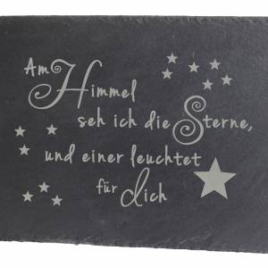 Gedenktafel Grabstein Grabschmuck Grab Deko Schieferplatte mit Trauerspruch Stern für Haustier einen geliebten Menschen Bild 1