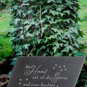 Gedenktafel Grabstein Grabschmuck Grab Deko Schieferplatte mit Trauerspruch Stern für Haustier einen geliebten Menschen Bild 4