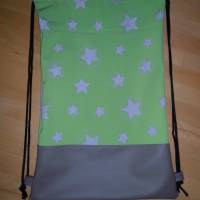 Turnbeutel / Rucksack / Festivalbag aus Softshellstoff mit fluoreszierenden Sternen Bild 3