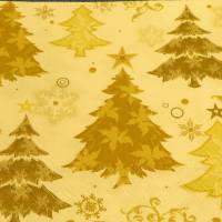5 Servietten / Motivservietten  Weihnachtsbäume / Tannenbäume gold - beige - braun W 450 Bild 1