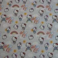 12,90 EUR/m Stoff Baumwolle Hello Kitty / Regenbogen auf hellgrau Kinderstoff, Lizenzstoff Bild 3