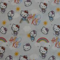 12,90 EUR/m Stoff Baumwolle Hello Kitty / Regenbogen auf hellgrau Kinderstoff, Lizenzstoff Bild 4