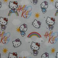 12,90 EUR/m Stoff Baumwolle Hello Kitty / Regenbogen auf hellgrau Kinderstoff, Lizenzstoff Bild 5