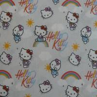 12,90 EUR/m Stoff Baumwolle Hello Kitty / Regenbogen auf hellgrau Kinderstoff, Lizenzstoff Bild 6