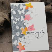 Handgefertigte Geburtstagskarte, Glückwunschkarte zum Geburtstag mit zarten Blüten Bild 1