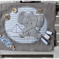 Kindergartentasche / Rucksack mit Doodlestickerei maritimer Elefant und Wunschname Bild 5