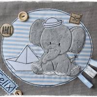 Kindergartentasche / Rucksack mit Doodlestickerei maritimer Elefant und Wunschname Bild 6