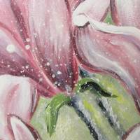 SCHIMMERNDE MAGNOLIEN -  wunderschönes Blumenbild mit irisierendem Glitter und perlmuttschimmernder Strukturpaste 60cmx6 Bild 4