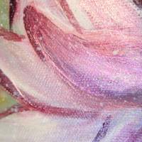 SCHIMMERNDE MAGNOLIEN -  wunderschönes Blumenbild mit irisierendem Glitter und perlmuttschimmernder Strukturpaste 60cmx6 Bild 5
