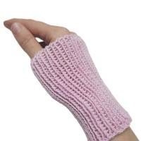 Pulswärmer 100 % Merino-Wolle handgestrickt rosa oder Wunschfarbe - Damen - Einheitsgröße - Modell 5 Bild 2