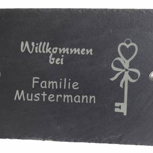 Türschild Namensschild aus Schiefer Haustürschild mit Wunschgravur Befestigungsset 30x20cm BK 2 Motive Bild 3