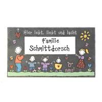 Türschild Namensschild Schiefer Happy Family handbemalt, Familienschild personalisiert, Schieferschild wetterfest Bild 2