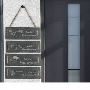 Türschild Namensschild personalisiert mit Namen Schiefer 30 x 10cm mit Kordel Geschenkidee Einzug Familie versch. Motive Bild 8