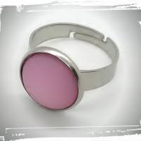 Ring aus Edelstahl mit einem rosa Polaris Cabochon, verstellbar, 12 mm, Bild 1