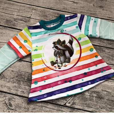 süßes Sweatshirt / Tunika gr.62/68 Waschbär-Motiv Bunt