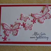 Geburtstagskarte,Glückwunschkarte Geburtstag, Grußkarte,Karte,Schmetterlinge,Schmetterlingskarte,Frau,Geburtstag, Bild 1