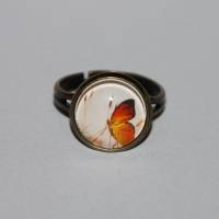 1 bronzefarbener Ring orangener Schmetterling Bild 1