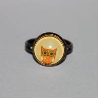 1 bronzefarbener Ring orangene Eule Bild 1