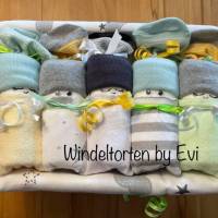 Windeltorte neutral,  Windelbabys, unisex Geschenk zur Geburt, Babygeschenk in neutralen Farben Bild 4