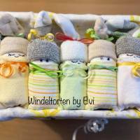 Windeltorte neutral,  Windelbabys, unisex Geschenk zur Geburt, Babygeschenk in neutralen Farben Bild 8